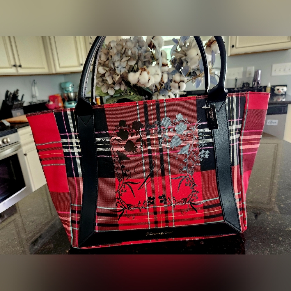 Victoria Secret Plaid Tote Bag NWT